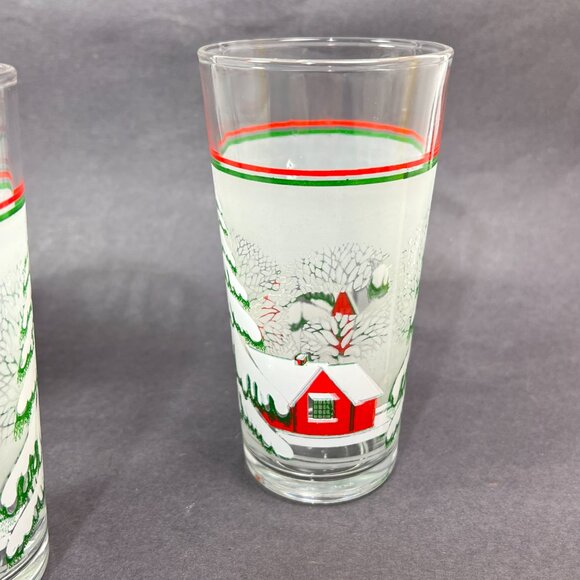Vtg Kig Winter Wonderland Christmas Holiday Highball Tumbler Glassware Indonesia - Picture 12 of 14